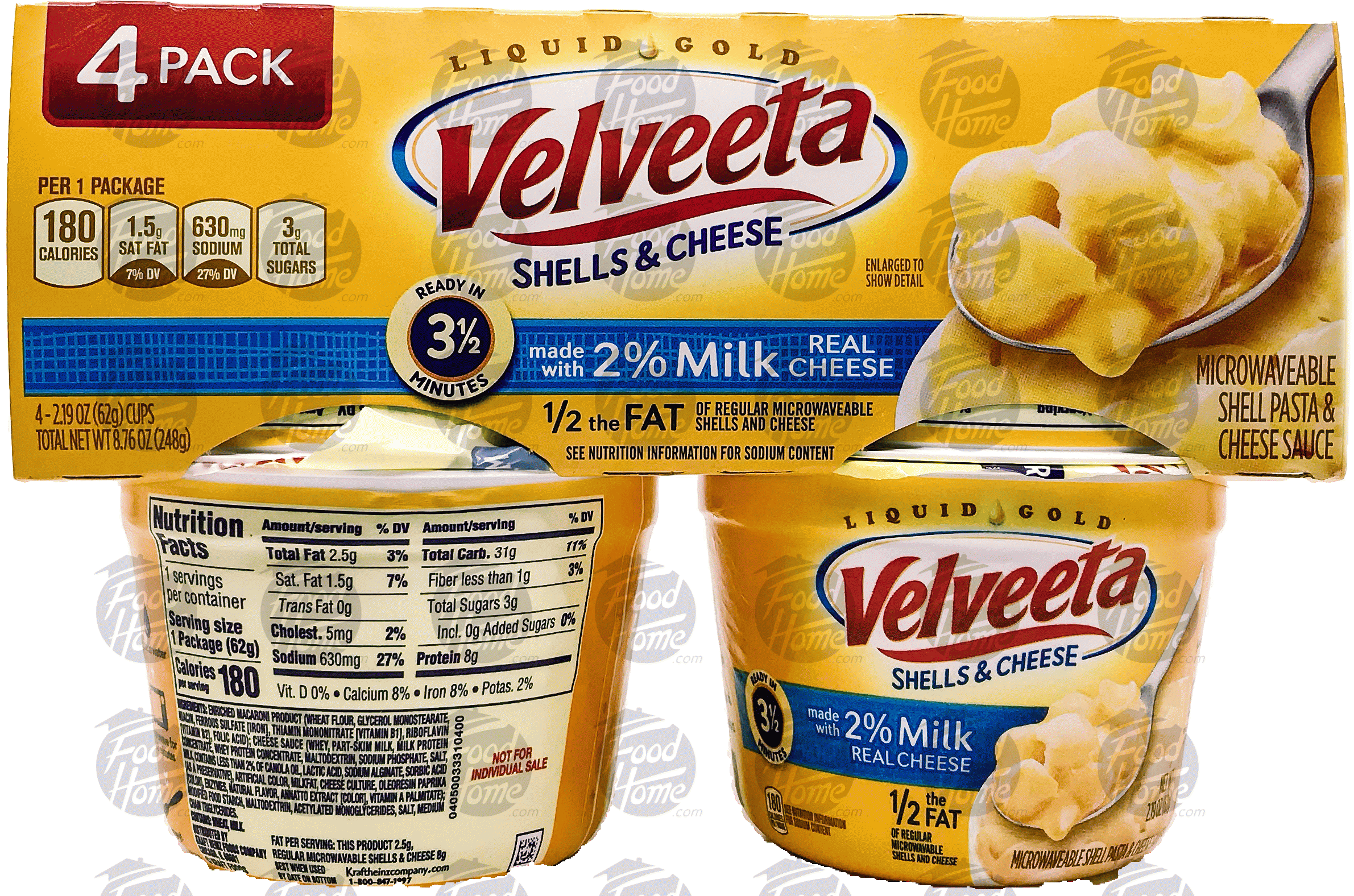 Velveeta Shells & Cheese 2% milk cheese, 1/2 the fat, microwaveable shell pasta & cheese sauce Full-Size Picture